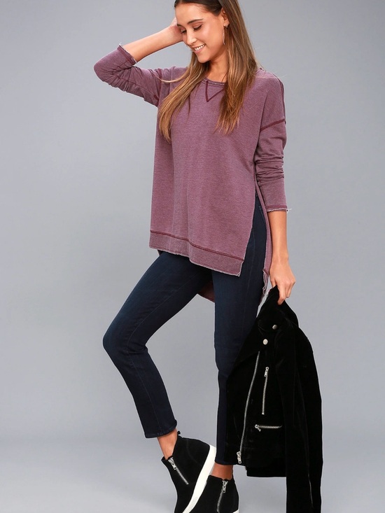 Z Supply Sweaters - Z Supply Heathered Purple Crew Neck Pullover